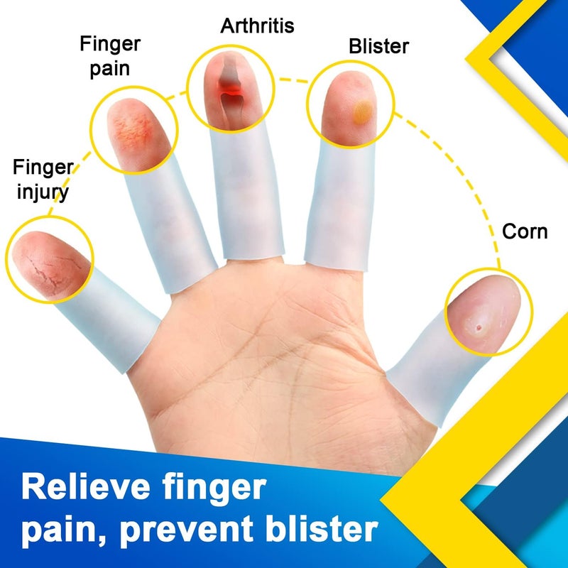Sumifun Gel Finger Protector, 8 Pcs Silicone Finger Sleeves for Corns, Fingernails Loss, Friction Pain Relief, Blue - Image 2